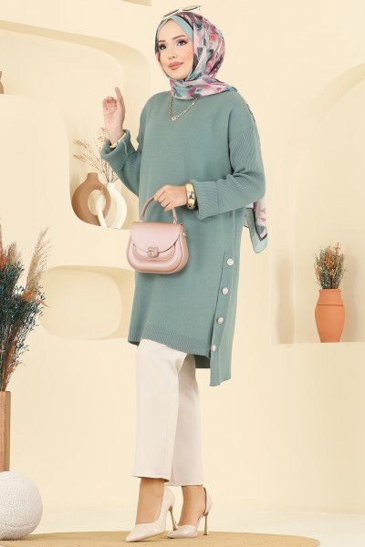 A.Y.D. - Düğme Detay Yırtmaçlı Tunik 2716AYD574-MS Mint