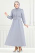 Düğme Detaylı Elbise Takım 3056KTR750-MS Gri - Thumbnail