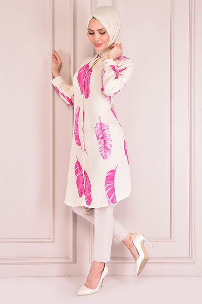 PLV - Düğmeli Tunik fuşya PLV6990