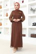 Écailleuse Robe de soirée Marron Modèle: KNC12020 - Thumbnail