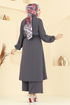 Elena Düğmeli Tesettür Takım 3112HBS856-MS Antrasit - Thumbnail
