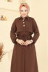 Elena Düğmeli Tesettür Takım 3112HBS856-MS Kahve - Thumbnail