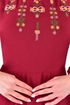 Embroidery Detail Dress Burgundy ASN2171 - Thumbnail