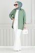Espagnol Trot Tamponner Pantalon 4025YGS898-L Écru - Thumbnail