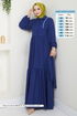 Eteği Katlı Tesettür Elbise 3025HBS856-MS Laci - Thumbnail