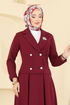 Eteği Piliseli Ceketli Takım 2775SL432-MS Bordo - Thumbnail