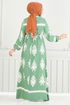 Ethnic Pattern Hijab Dress 802OZR1047-M Mint - Thumbnail