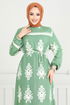 Ethnic Pattern Hijab Dress 802OZR1047-M Mint - Thumbnail
