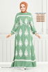 Ethnic Pattern Hijab Dress 802OZR1047-M Mint - Thumbnail