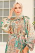 Ethnic Patterned Dress ANT552 Green - Thumbnail