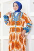 Ethnic Patterned Dress ETT20262 Orange - Thumbnail