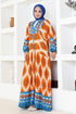 Ethnic Patterned Dress ETT20262 Orange - Thumbnail