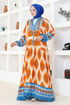 Ethnic Patterned Dress ETT20262 Orange - Thumbnail