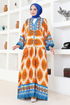 Ethnic Patterned Dress ETT20262 Orange - Thumbnail