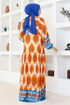 Ethnic Patterned Dress ETT20262 Orange - Thumbnail