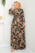 Ethnique Motif Hijab Robe Numéro de pièce 823OZR1047-M Kaki - Thumbnail