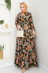 Ethnique Motif Hijab Robe Numéro de pièce 823OZR1047-M Kaki - Thumbnail