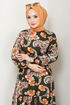 Ethnique Motif Hijab Robe Numéro de pièce 823OZR1047-M Kaki - Thumbnail