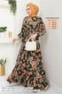 Ethnique Motif Hijab Robe Numéro de pièce 823OZR1047-M Kaki - Thumbnail