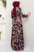 Ethnique Motif Hijab Robe Numéro de pièce 823OZR1047-M Noir - Thumbnail