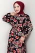 Ethnique Motif Hijab Robe Numéro de pièce 823OZR1047-M Noir - Thumbnail