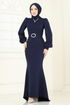Evening Dress 0402ALG474-MS Navy Blue - Thumbnail