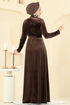 Evening Dress 2048MEY846-MS Brown - Thumbnail