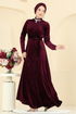 Evening Dress 2048MEY846-MS Burgundy - Thumbnail
