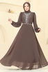 Evening Dress 2425ANT904-M Brown - Thumbnail