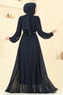 Evening Dress 2425ANT904-M Navy Blue - Thumbnail