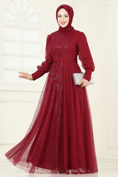 E.L.C. - Evening Dress 2457ELC1143-MS Burgundy