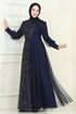 Evening Dress 2457ELC1143-MS Navy Blue - Thumbnail