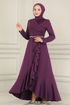 Evening Dress 2497ASMK1074-MS Dark Damson - Thumbnail