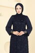 فستان سهرة كحلي غامق 2517ELC1143-MS - Thumbnail