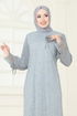 فستان سهرة رمادي 2517ELC1143-MS - Thumbnail