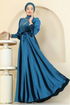 Evening Dress 2586MEY846-MS Petroleum - Thumbnail