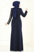 Evening Dress 2808ASMK1074-MS Navy Blue - Thumbnail