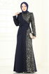 Evening Dress 2808ASMK1074-MS Navy Blue - Thumbnail