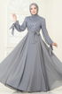 فستان سهرة رمادي 2814ELC1143-MS - Thumbnail