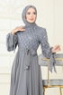 فستان سهرة رمادي 2814ELC1143-MS - Thumbnail