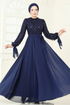 Evening Dress 2814ELC1143-MS Navy Blue - Thumbnail