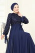 Evening Dress 2814ELC1143-MS Navy Blue - Thumbnail