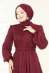 Evening Dress 2819ELC1143-MS Burgundy - Thumbnail