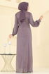 فستان سهرة ليلكي غامق 2829ELCK1161-MS - Thumbnail