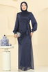 Evening Dress 2829ELCK1161-MS Navy Blue - Thumbnail