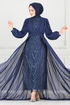 Evening Dress 4026YGS898-M Navy Blue - Thumbnail
