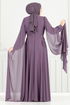 Evening Dress 4027YGS898-M Dark Lilac - Thumbnail