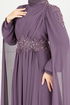 Evening Dress 4027YGS898-M Dark Lilac - Thumbnail