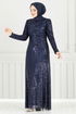 Evening Dress 4028YGS898-M Navy Blue - Thumbnail