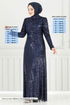 Evening Dress 4028YGS898-M Navy Blue - Thumbnail